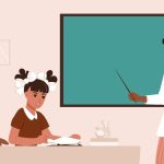 school-class-with-young-african-american-woman-teacher-vector